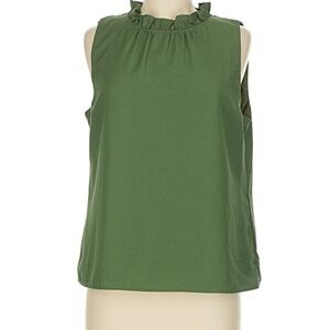 J. Crew Olive Ruffle Neck Blouse